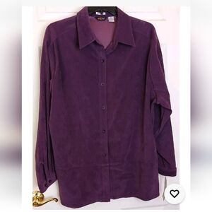 Shaver Lake Women's Shirt Plus Size L Stretch Purple LS Button